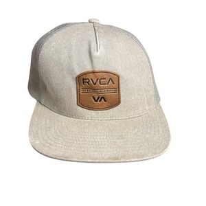 RVCA VA The Balance of Opposites Snapback Trucker Hat Gray One Size Mesh Back